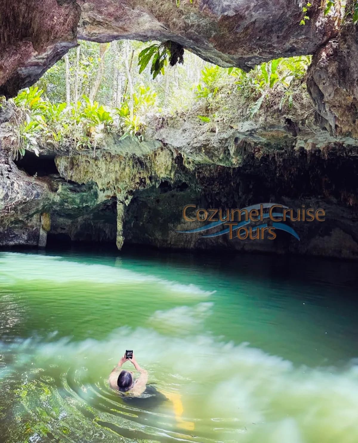Private Jeep Jade Cavern Cenote All-Inclusive Tour - jade cavern entrance in Cozumel
