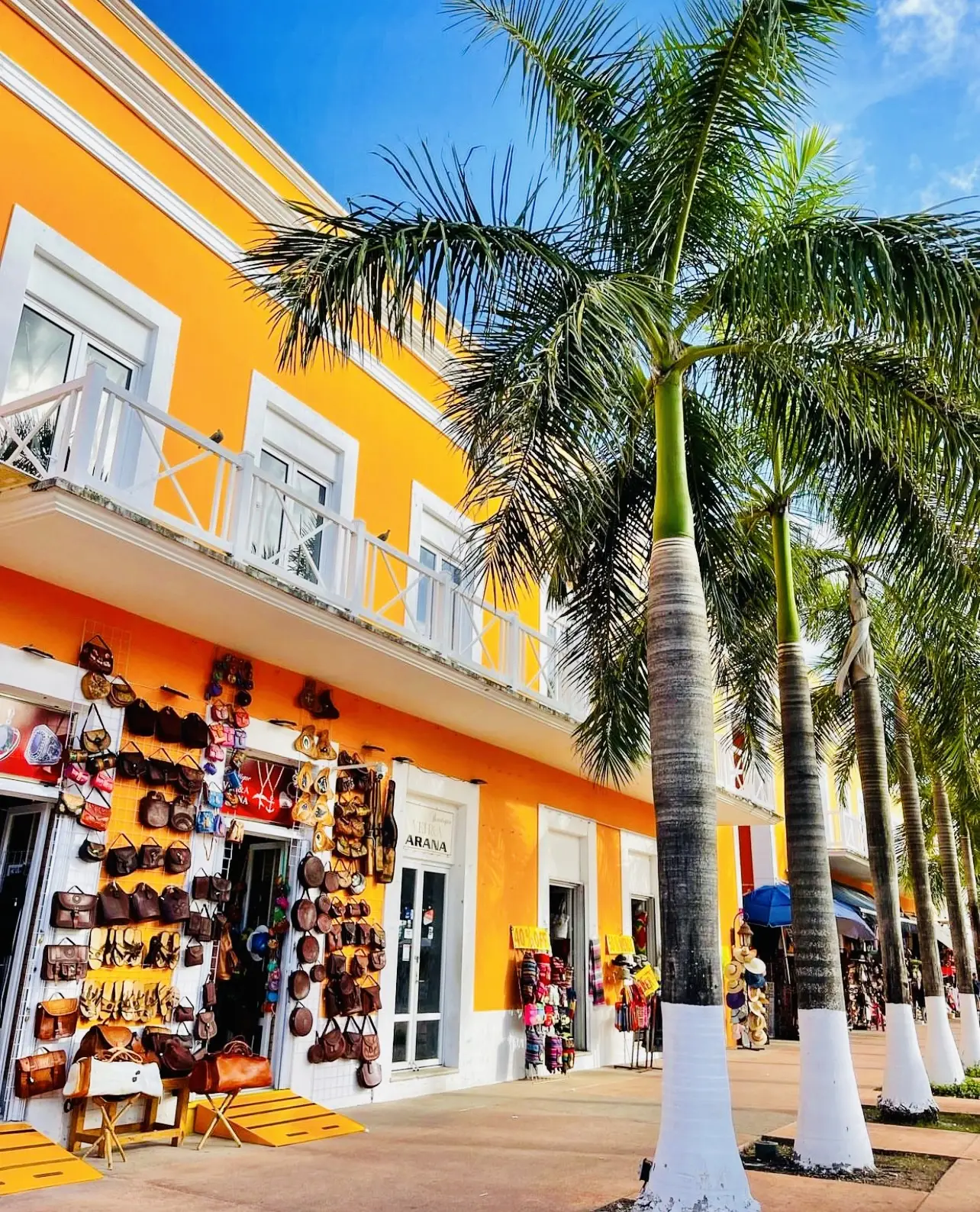 Colorful streets of downtown Cozumel - local community and culture